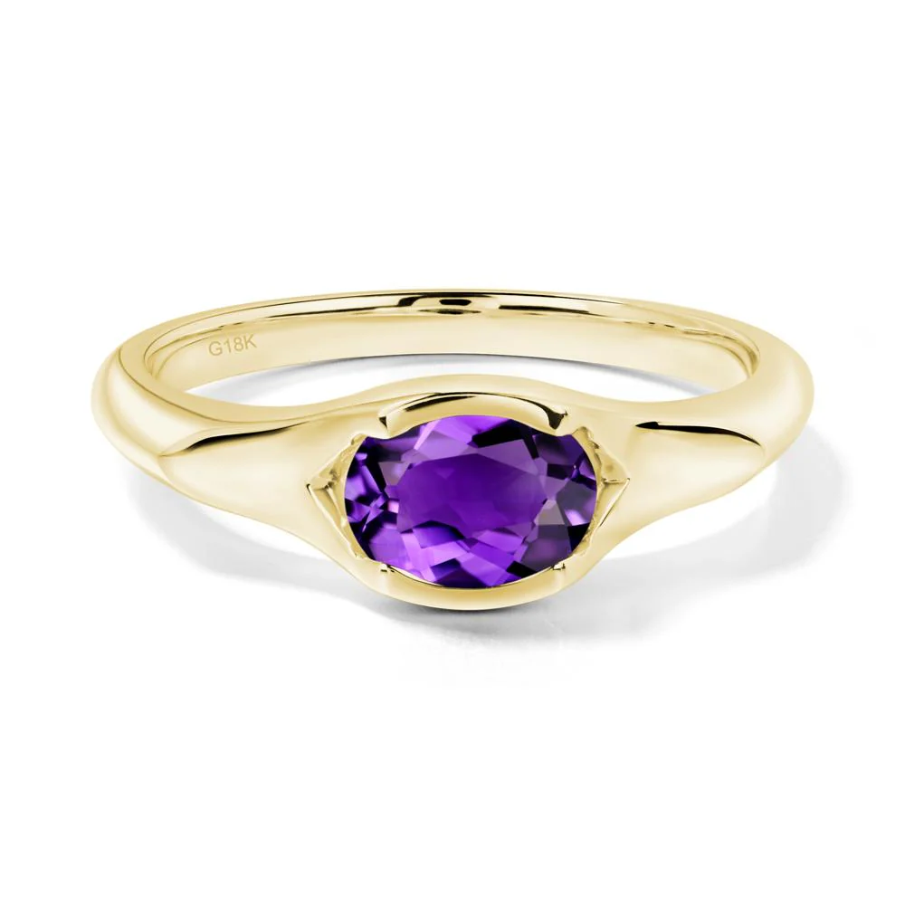 Amethyst Oval Bezel Set Engagement Ring - Image 8