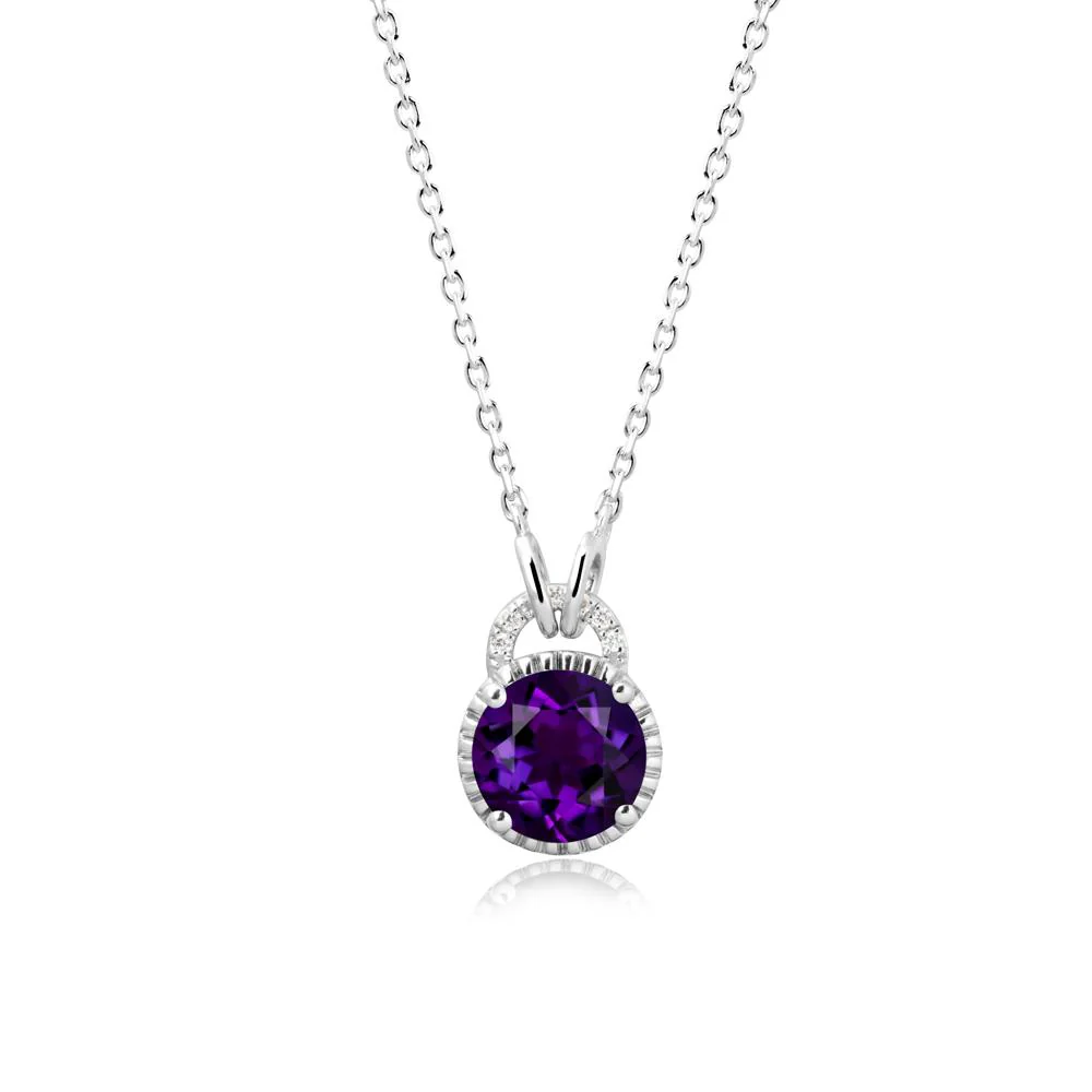 Amethyst Pendant with Decorative Halo