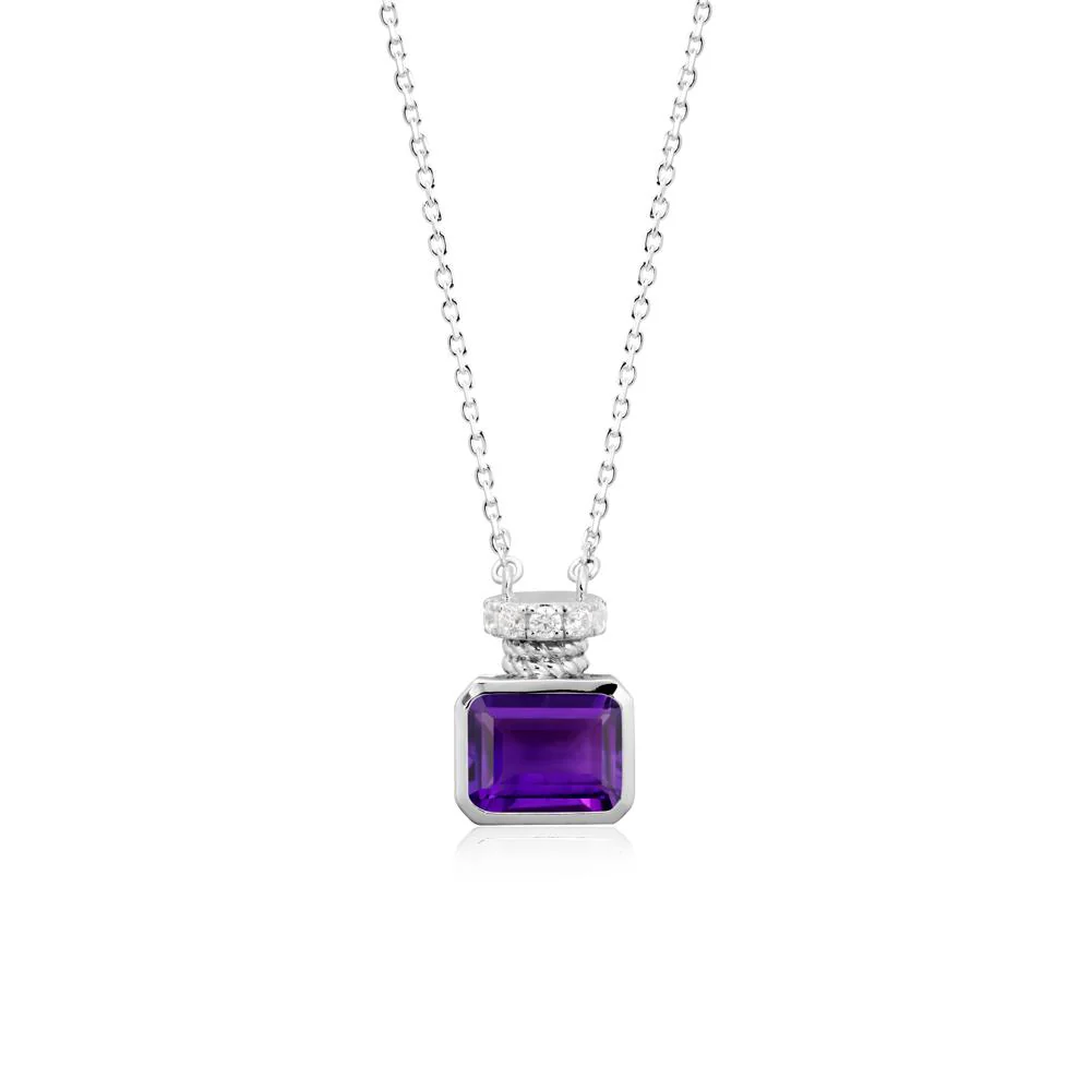 Amethyst Perfume Bottle Design Pendant Necklace - Image 3