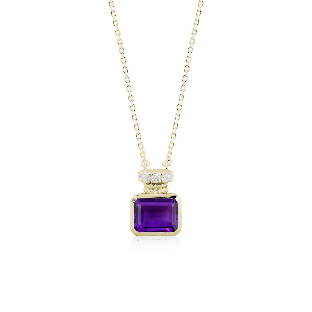 Amethyst Perfume Bottle Design Pendant Necklace - Image 4