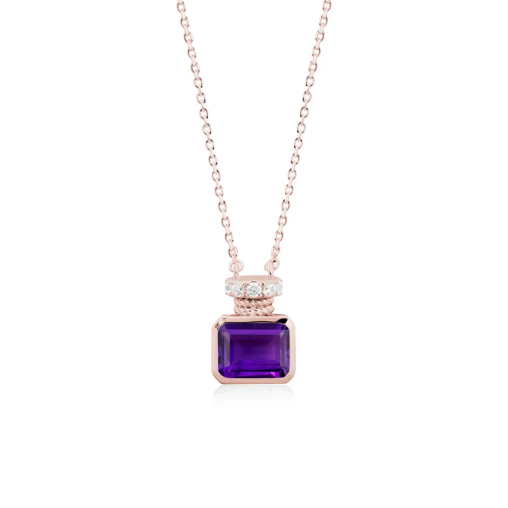 Amethyst Perfume Bottle Design Pendant Necklace - Image 5