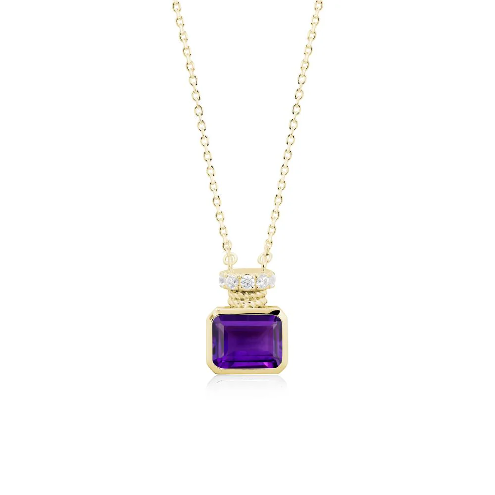 Amethyst Perfume Bottle Design Pendant Necklace - Image 7
