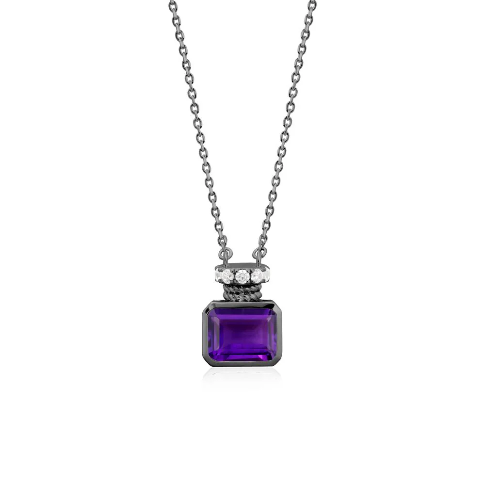 Amethyst Perfume Bottle Design Pendant Necklace - Image 8