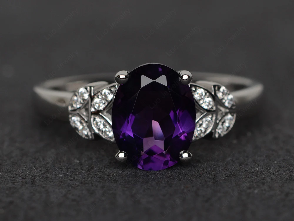 Classic Oval Amethyst Promise Ring