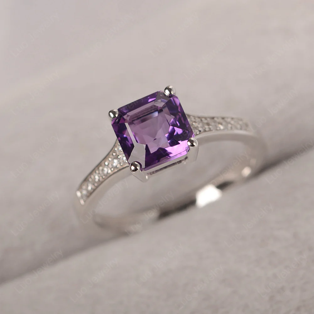 Amethyst Asscher Cut Ring