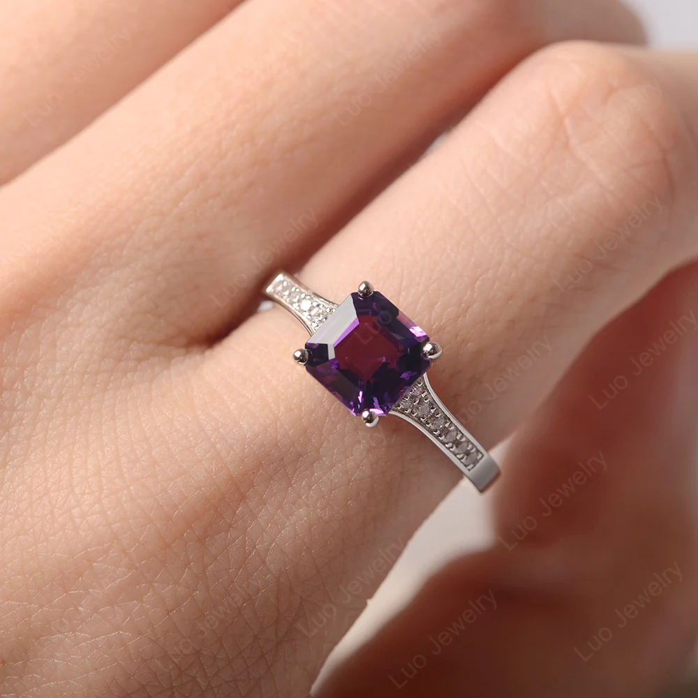 Amethyst Asscher Cut Ring - Image 6