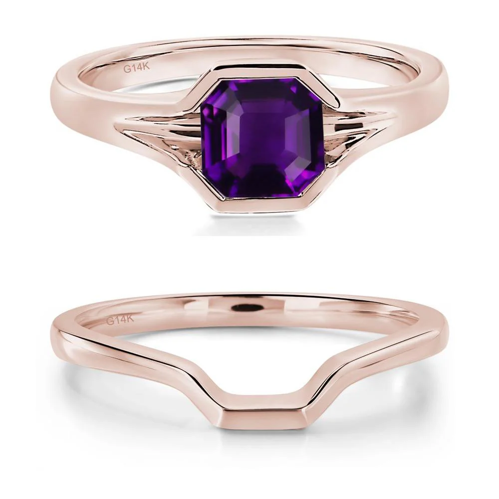Amethyst Bezel Set Engagement Ring - Image 11
