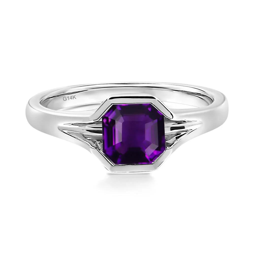 Amethyst Bezel Set Engagement Ring - Image 3