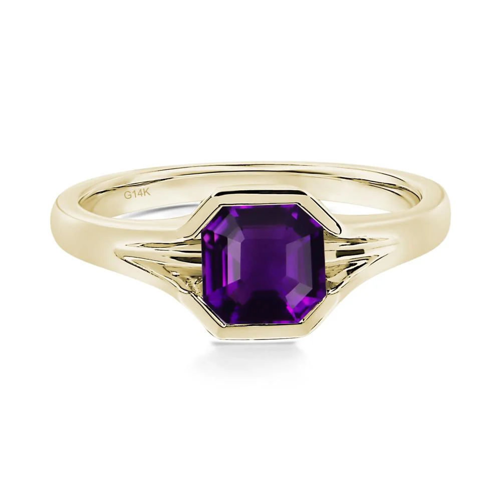 Amethyst Bezel Set Engagement Ring - Image 4