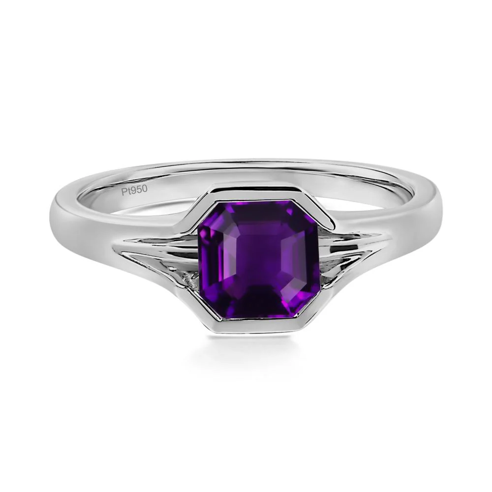 Amethyst Bezel Set Engagement Ring - Image 9