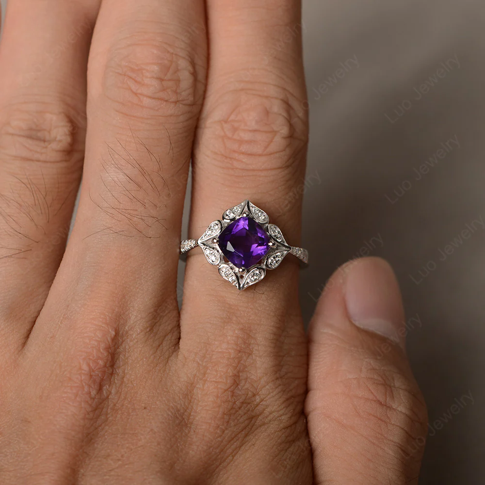 Amethyst Ring Cushion Cut Kite Set - Image 4