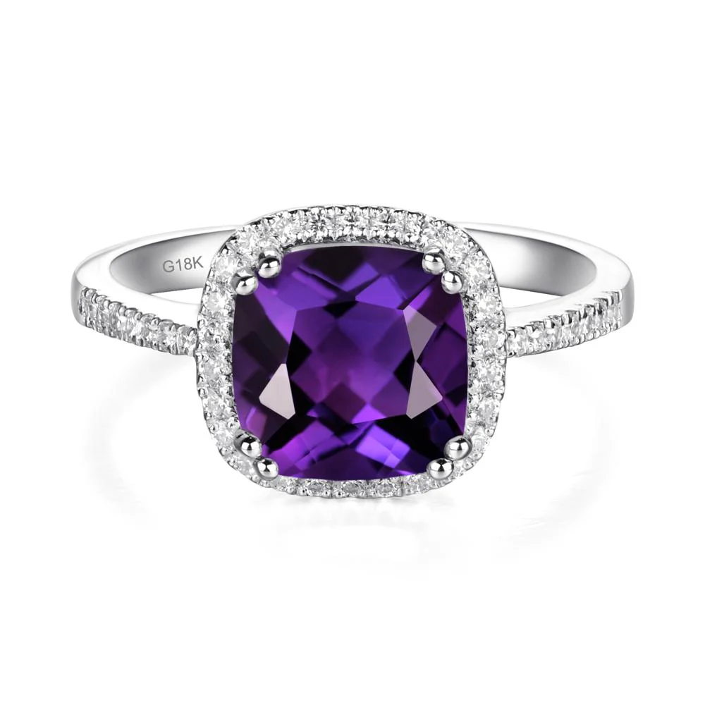 Cushion Cut Amethyst Halo Ring - Image 4