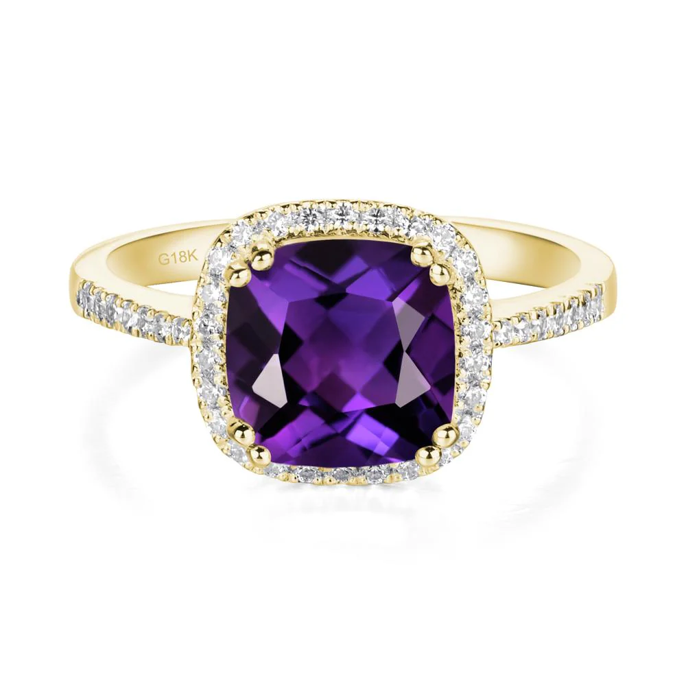 Cushion Cut Amethyst Halo Ring - Image 6