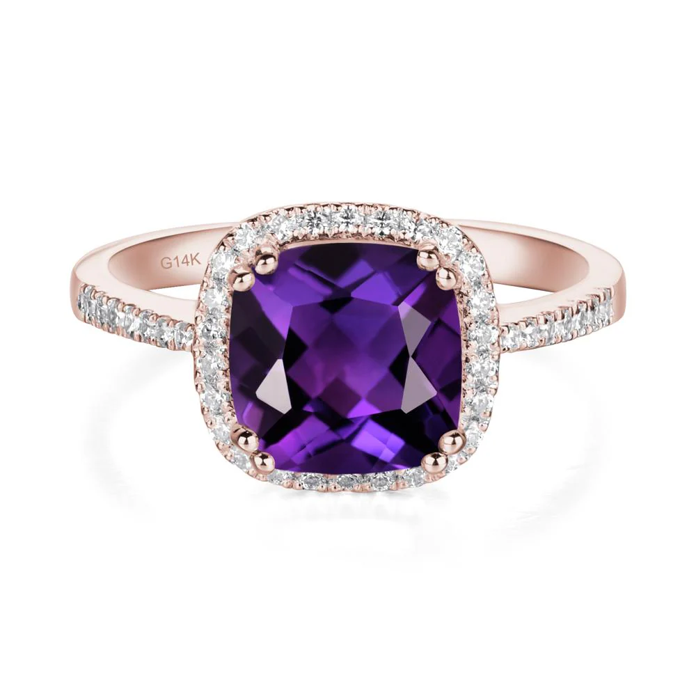 Cushion Cut Amethyst Halo Ring - Image 7