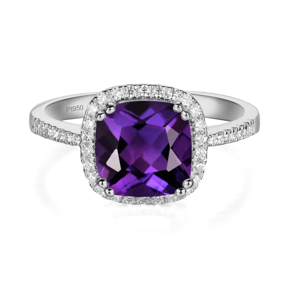 Cushion Cut Amethyst Halo Ring - Image 8