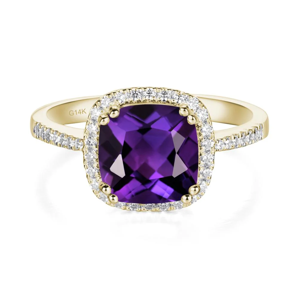 Cushion Cut Amethyst Halo Ring - Image 9