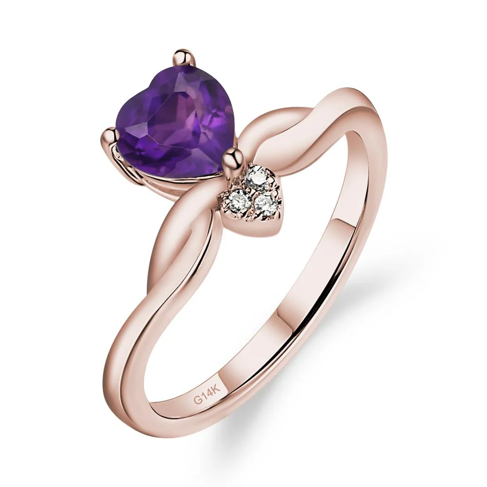 Amethyst Twisted Heart Ring
