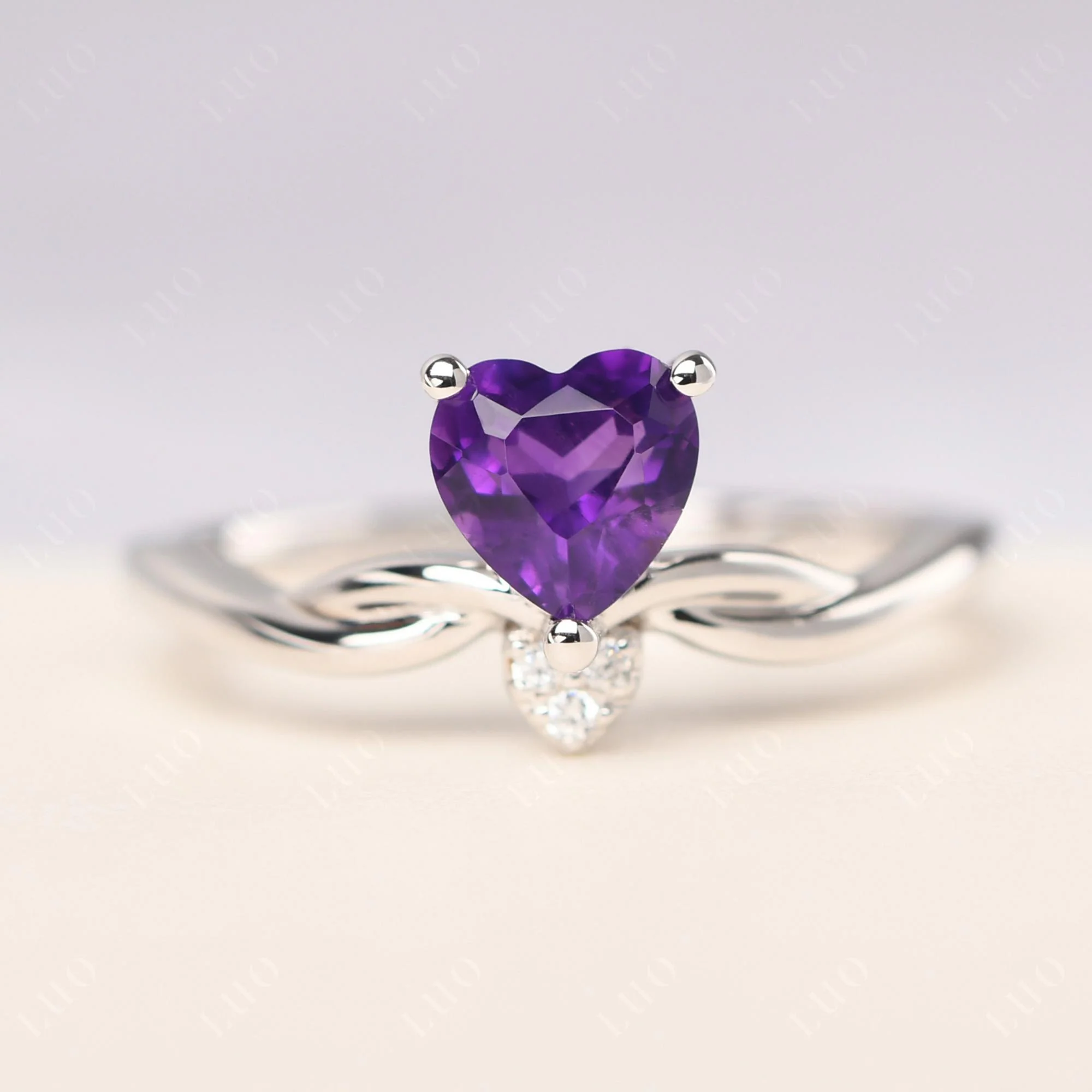 Amethyst Twisted Heart Ring - Image 10