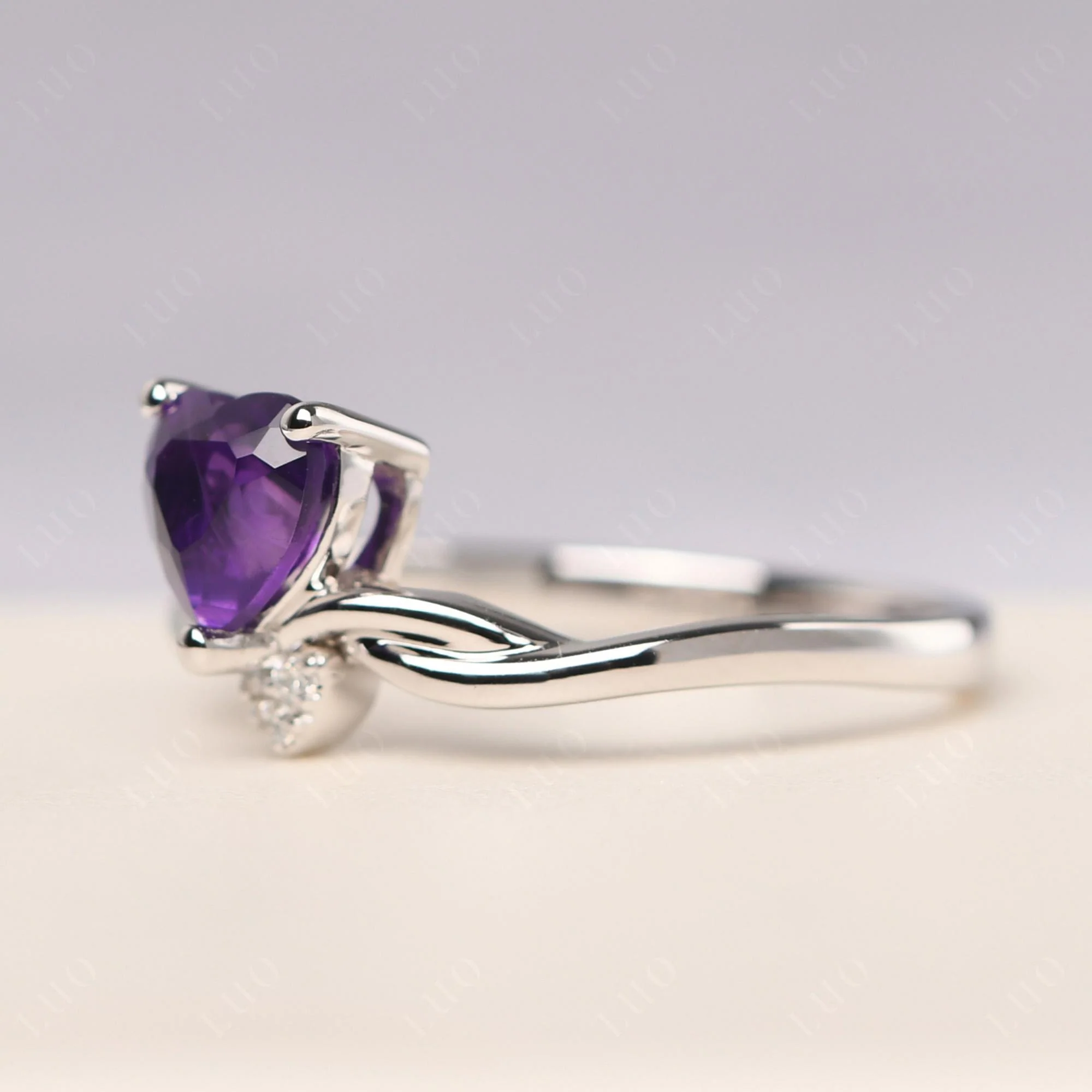 Amethyst Twisted Heart Ring - Image 11
