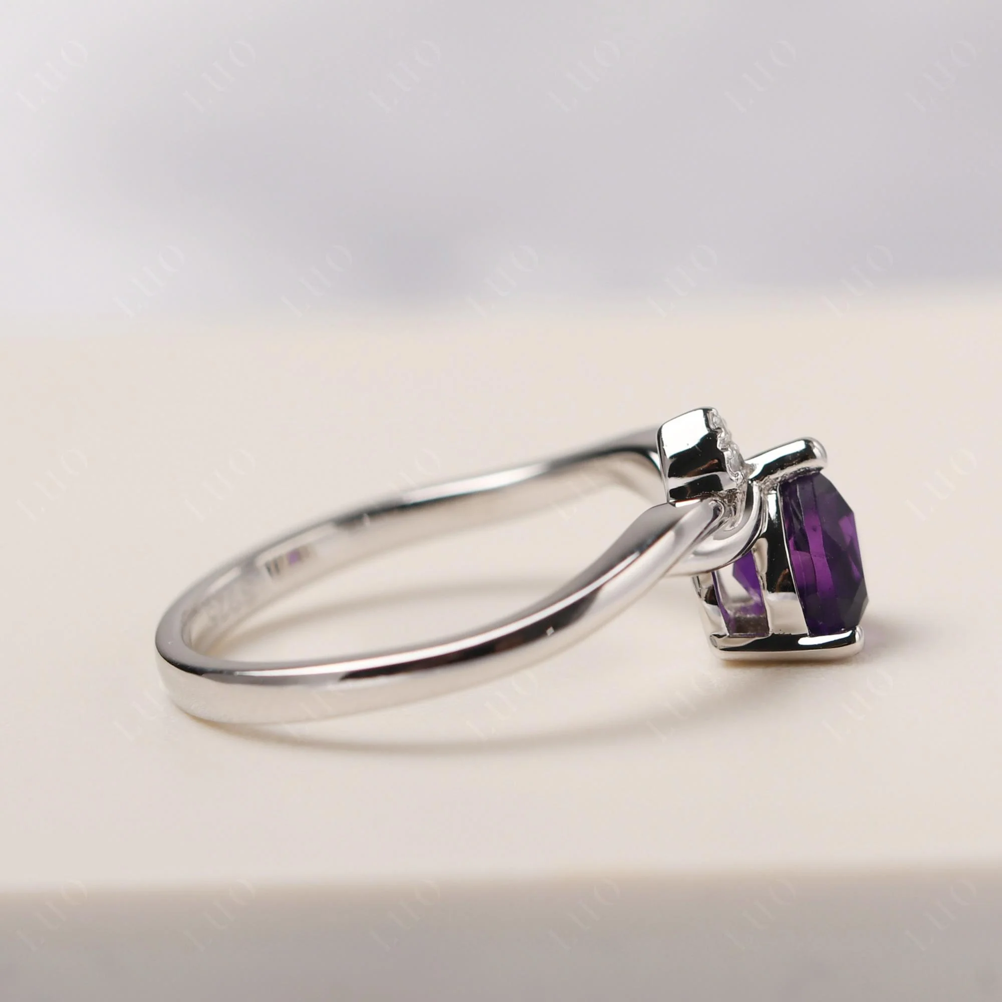 Amethyst Twisted Heart Ring - Image 13