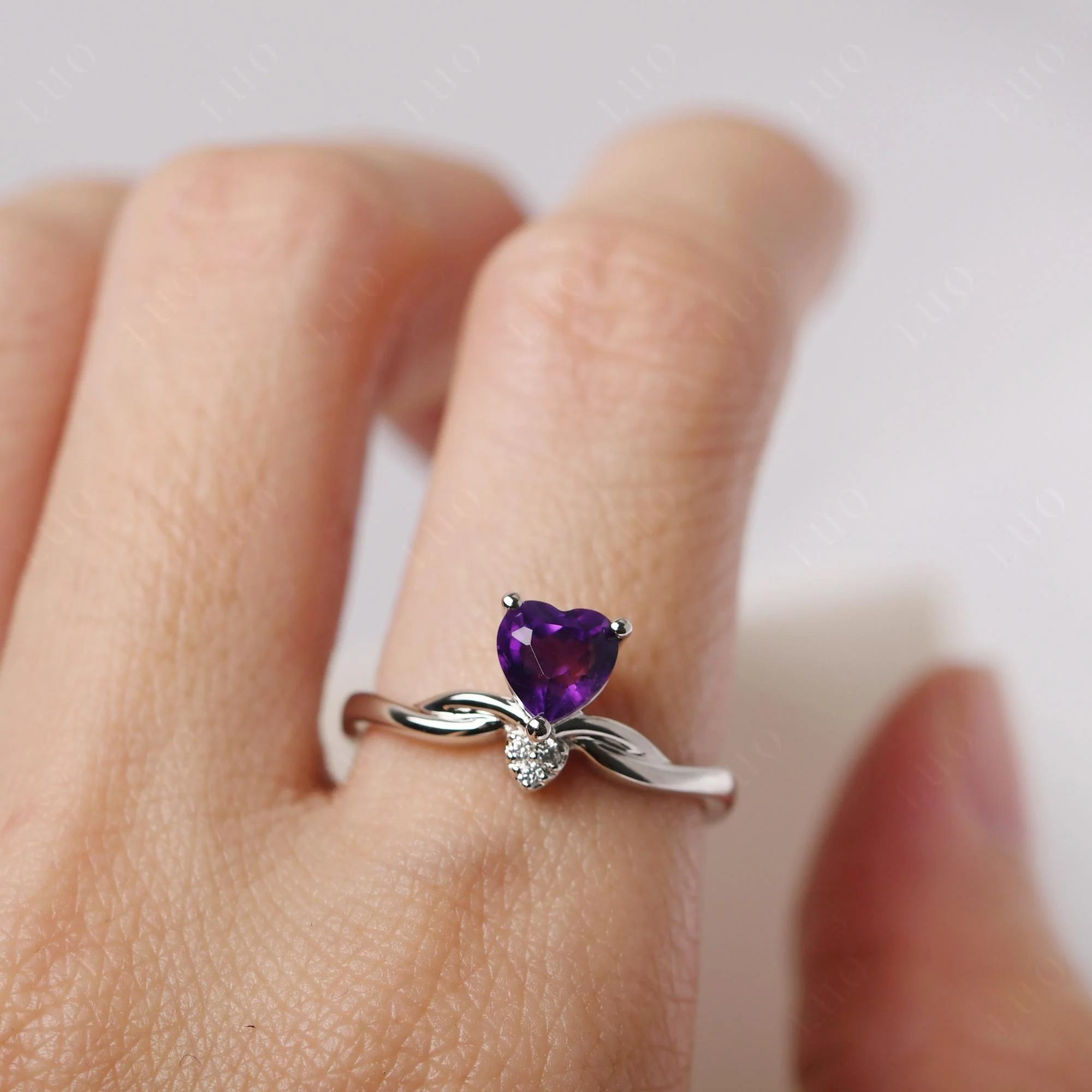Amethyst Twisted Heart Ring - Image 14