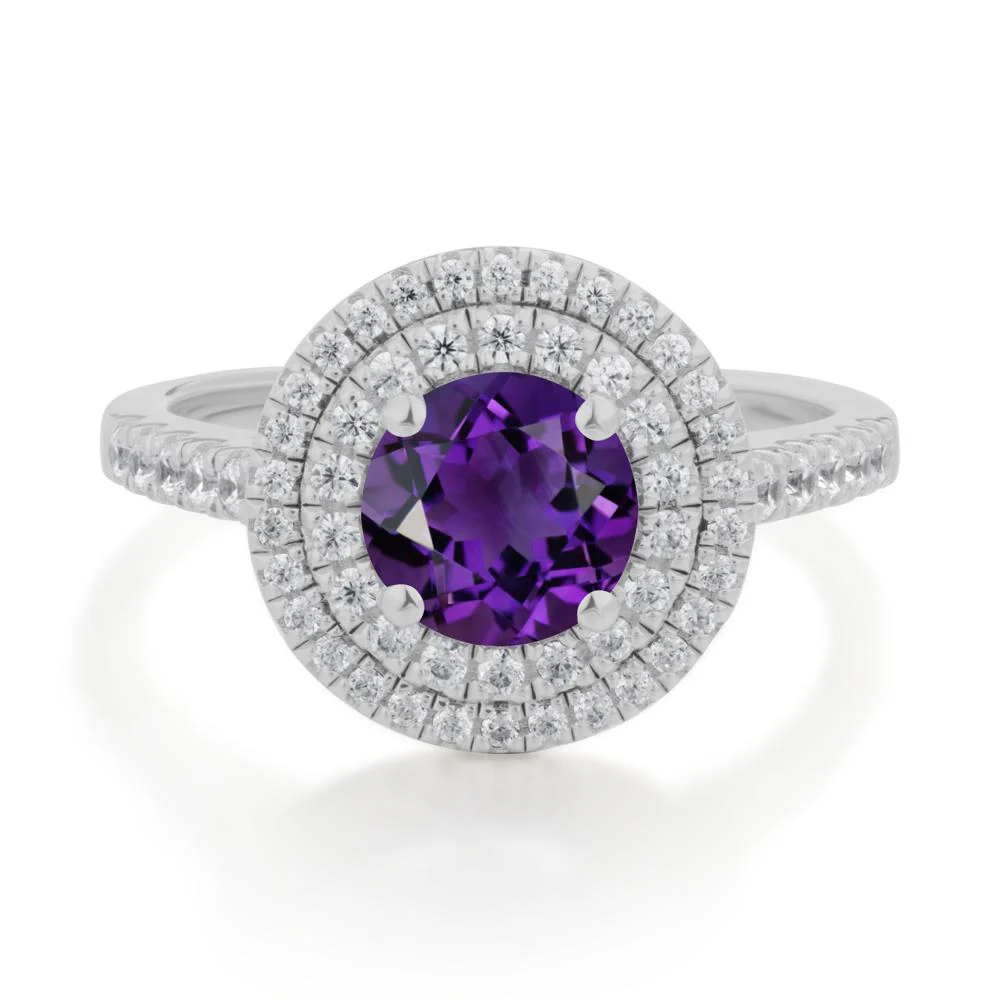 Amethyst Ring Double Halo - Image 7