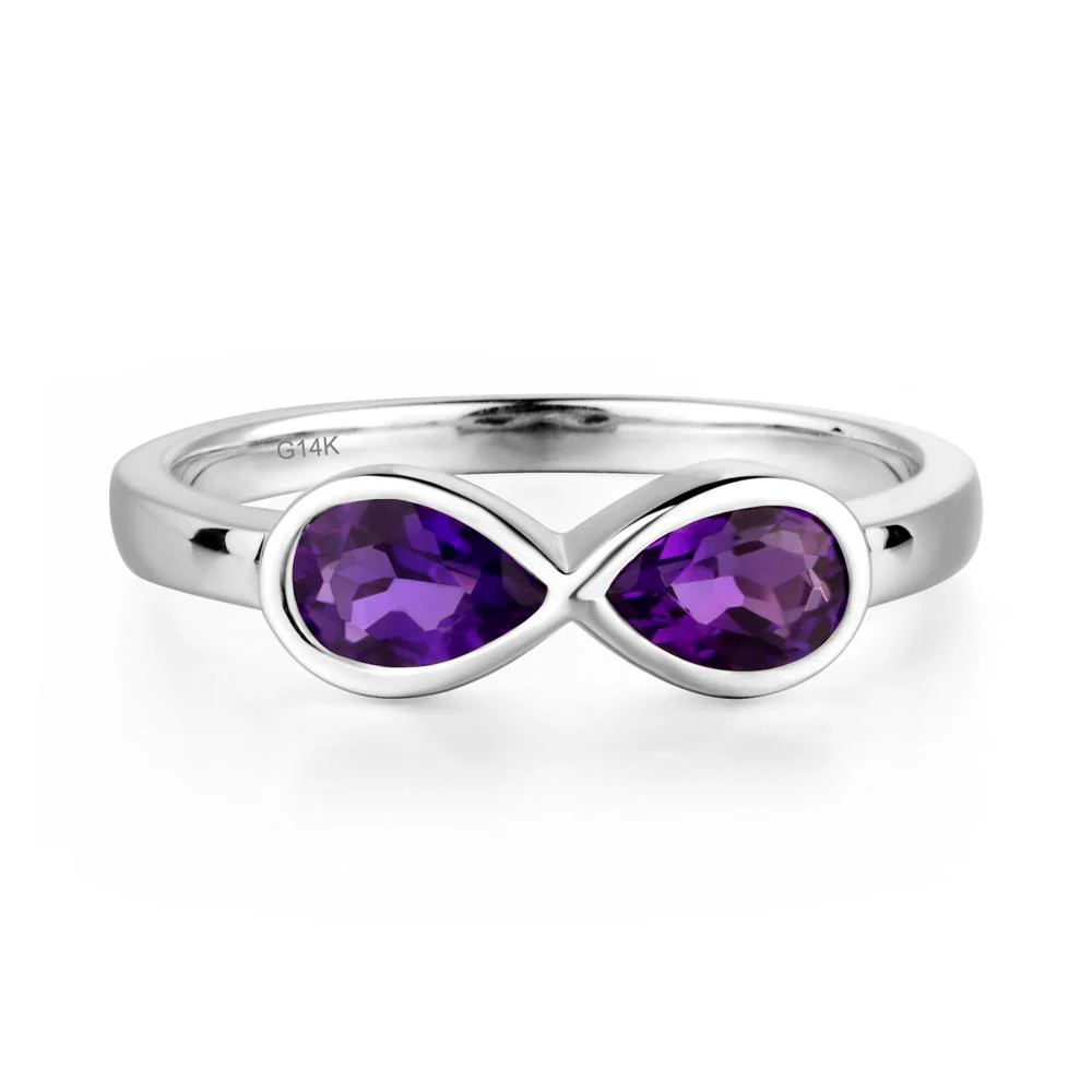 Pear Shaped 2 Stone Amethyst Ring - Image 3