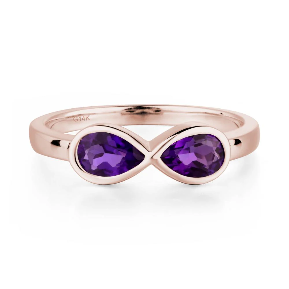 Pear Shaped 2 Stone Amethyst Ring - Image 5