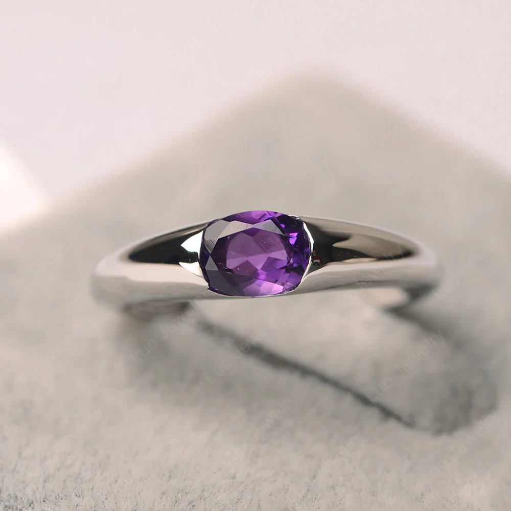 Amethyst Low Profile Oval Engagement Ring