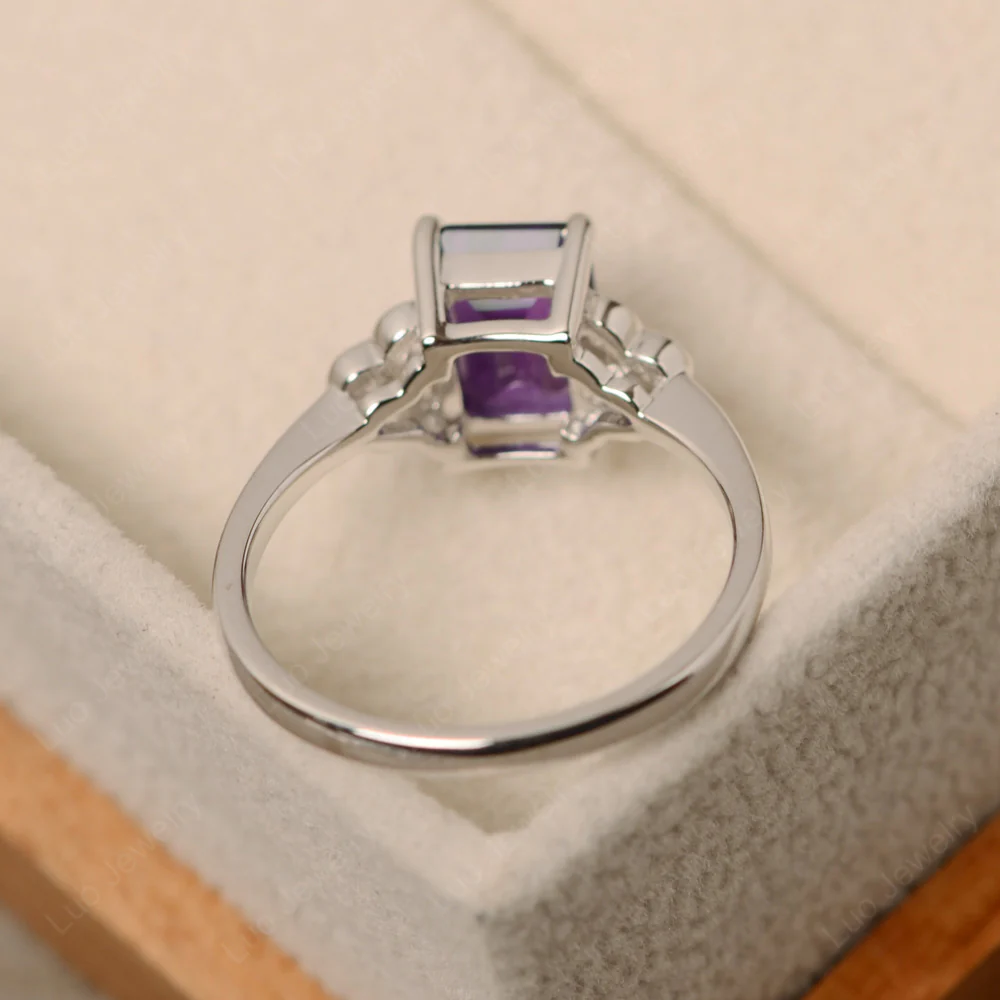 Emerald Cut Amethyst Ring with Trio - Image 3