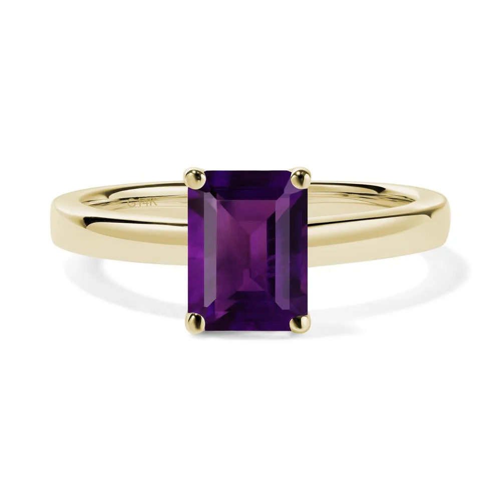 Amethyst Plain Band Solitaire Engagement Ring - Image 3
