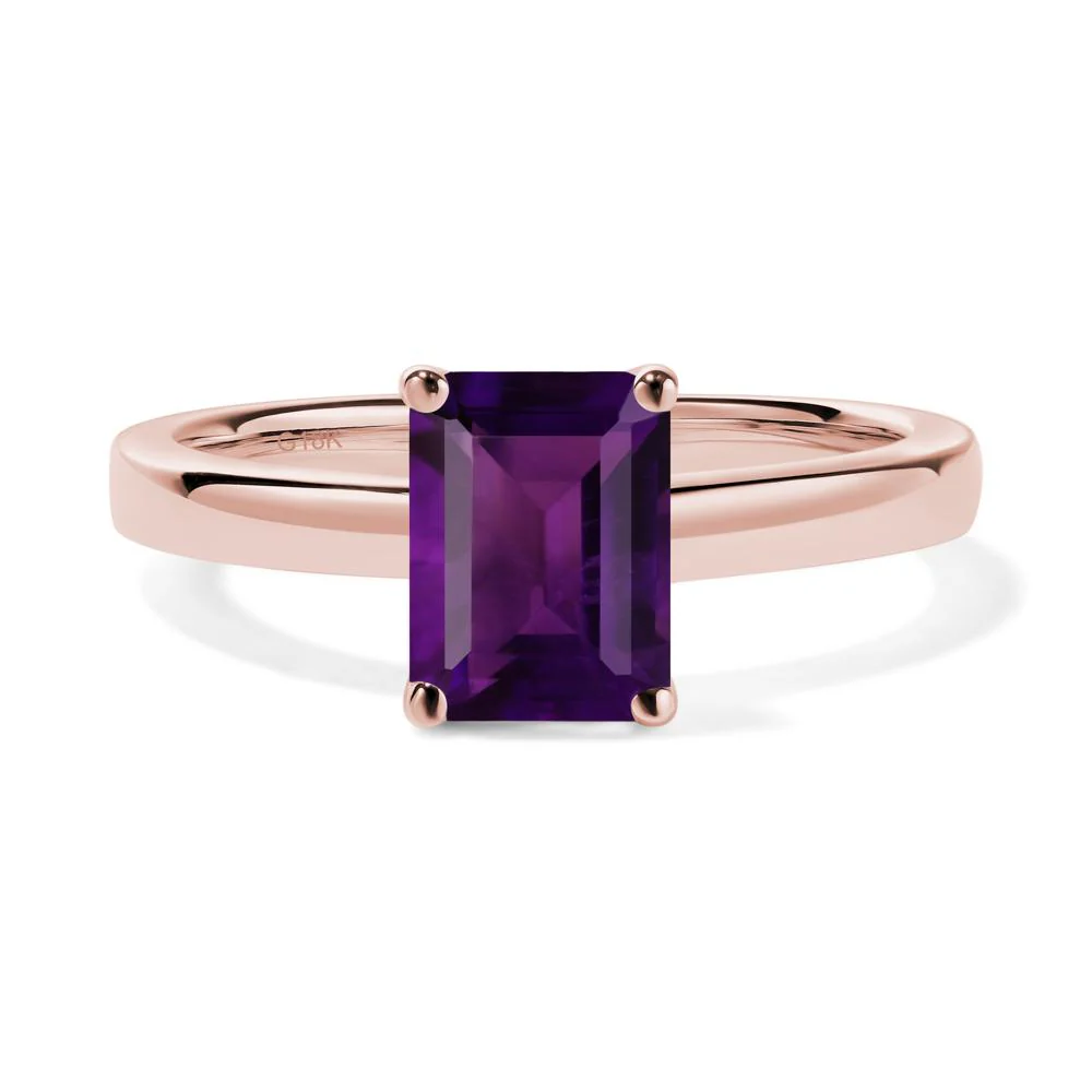 Amethyst Plain Band Solitaire Engagement Ring - Image 9