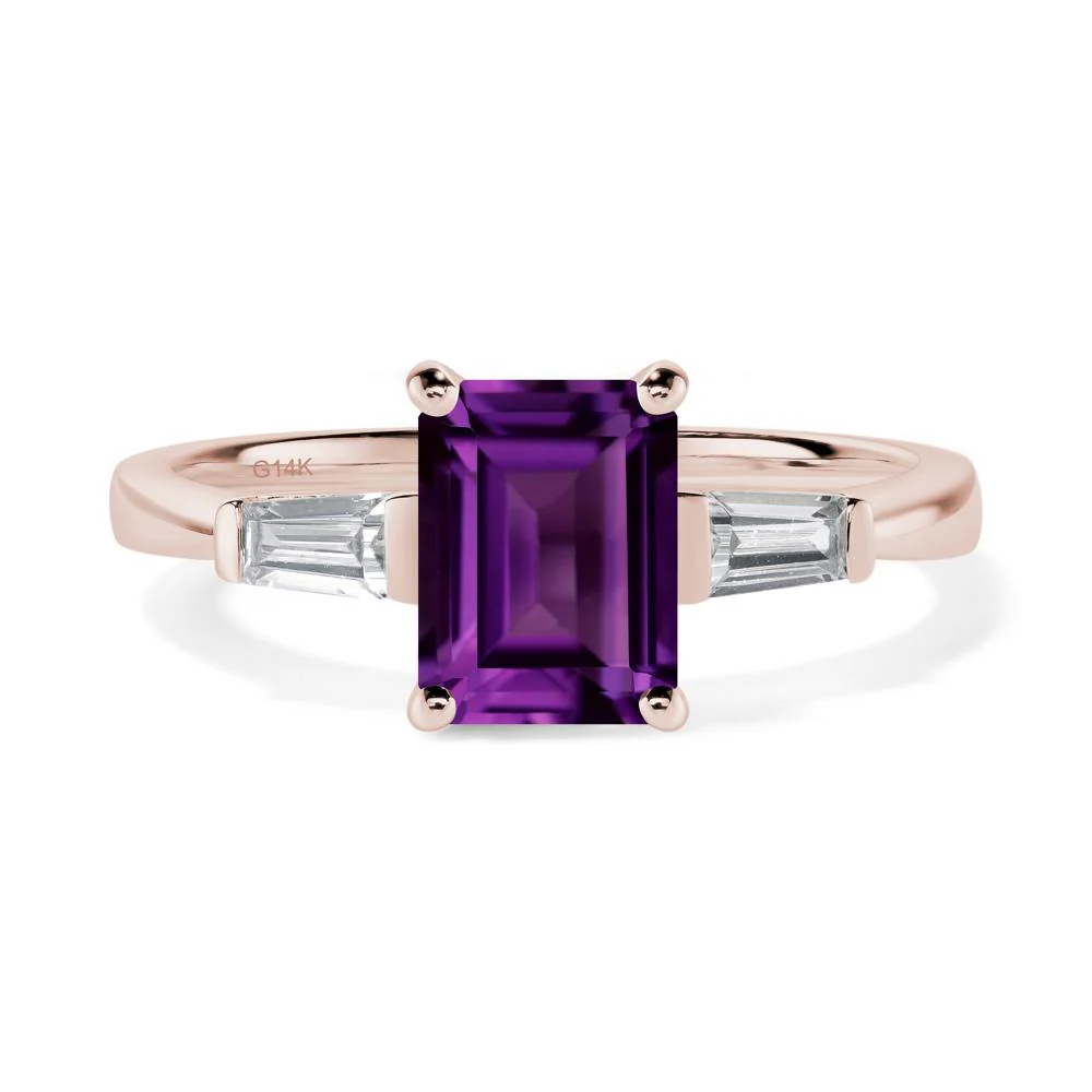 Amethyst Emerald Cut Baguette Ring - Image 5