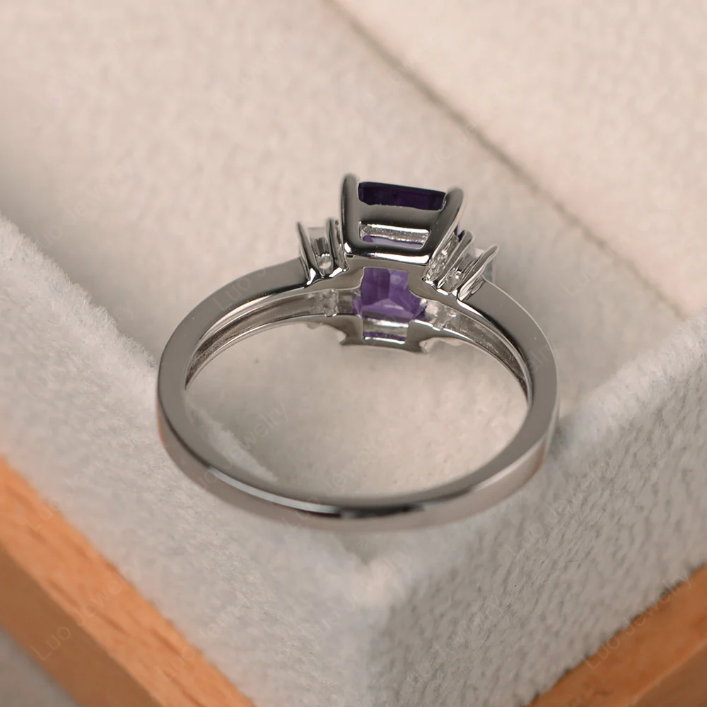 Emerald Cut Amethyst Ring with Baguettes - Image 3