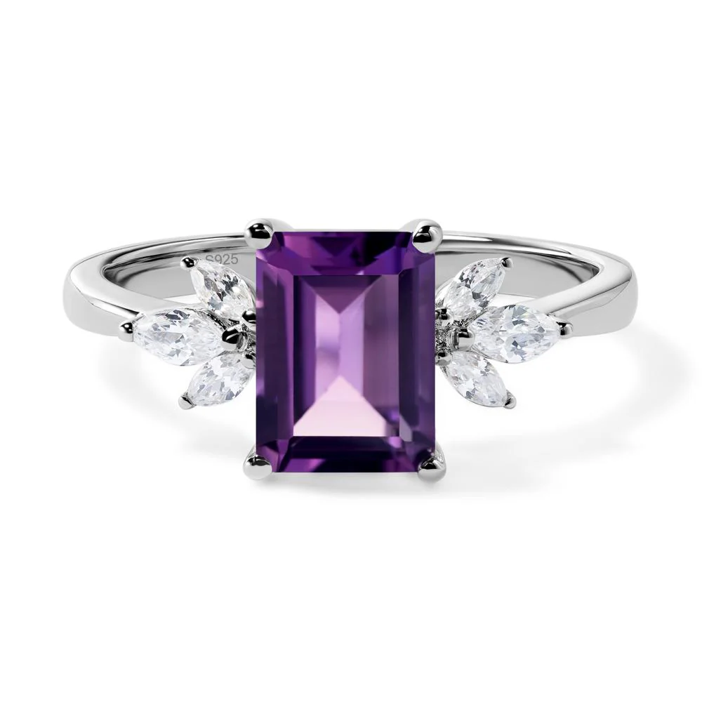 Sunburst Emerald Cut Amethyst Ring - Image 2