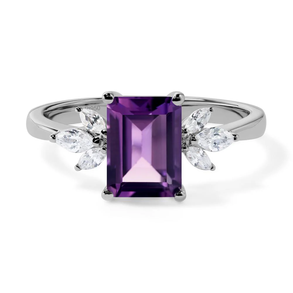Sunburst Emerald Cut Amethyst Ring - Image 6