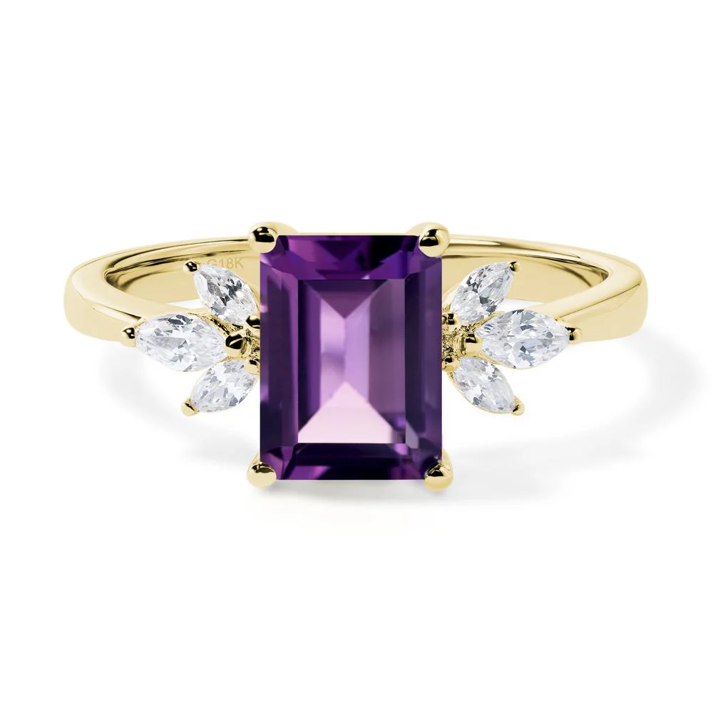 Sunburst Emerald Cut Amethyst Ring - Image 8