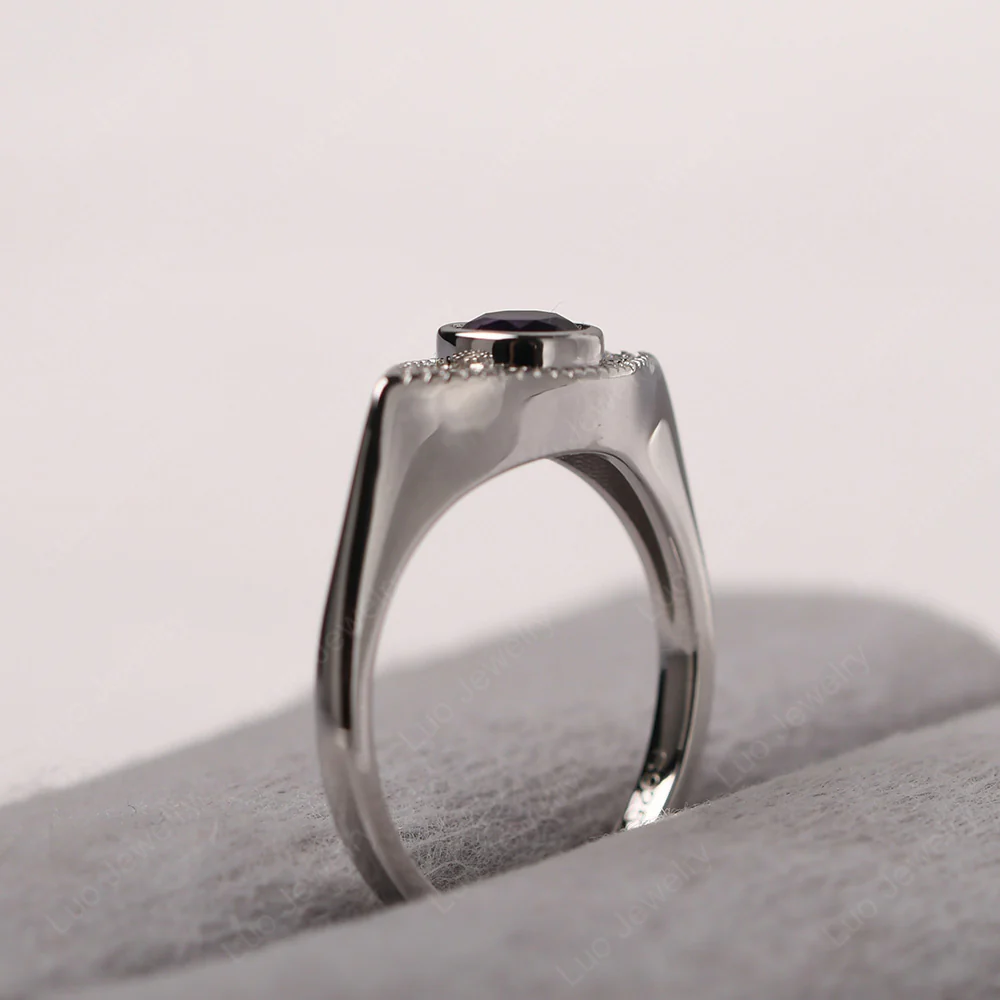Amethyst Milgrain Evil Eye Ring - Image 5
