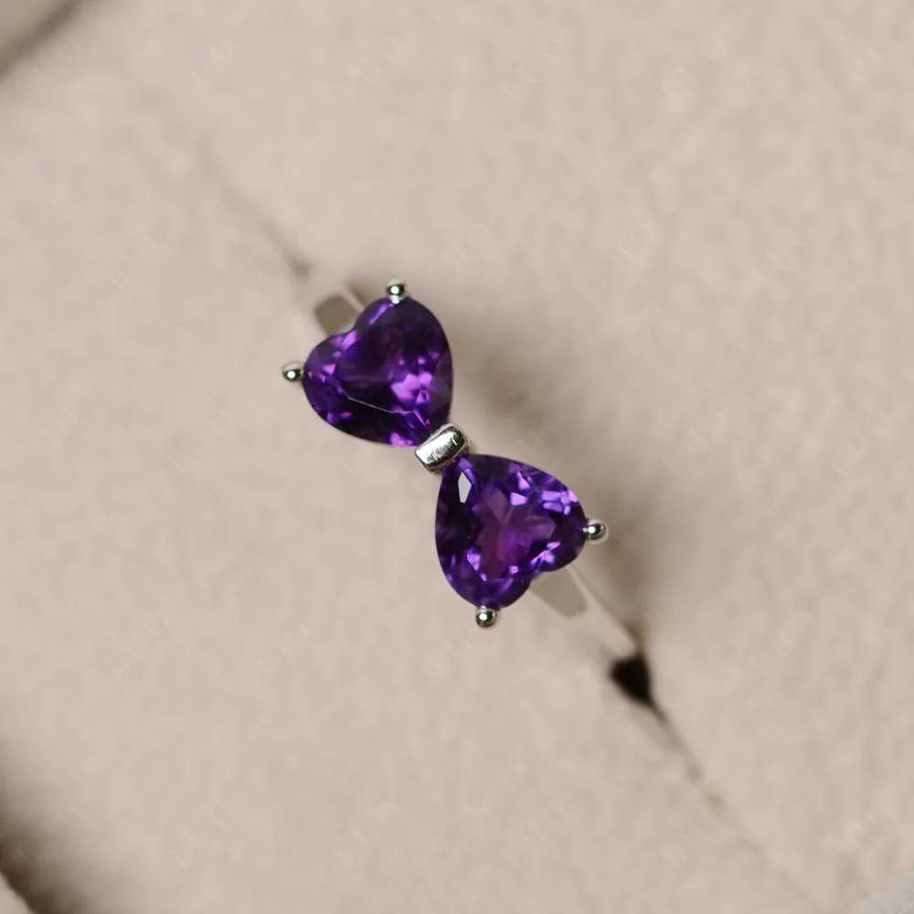 Amethyst Two Stone Heart Ring - Image 12