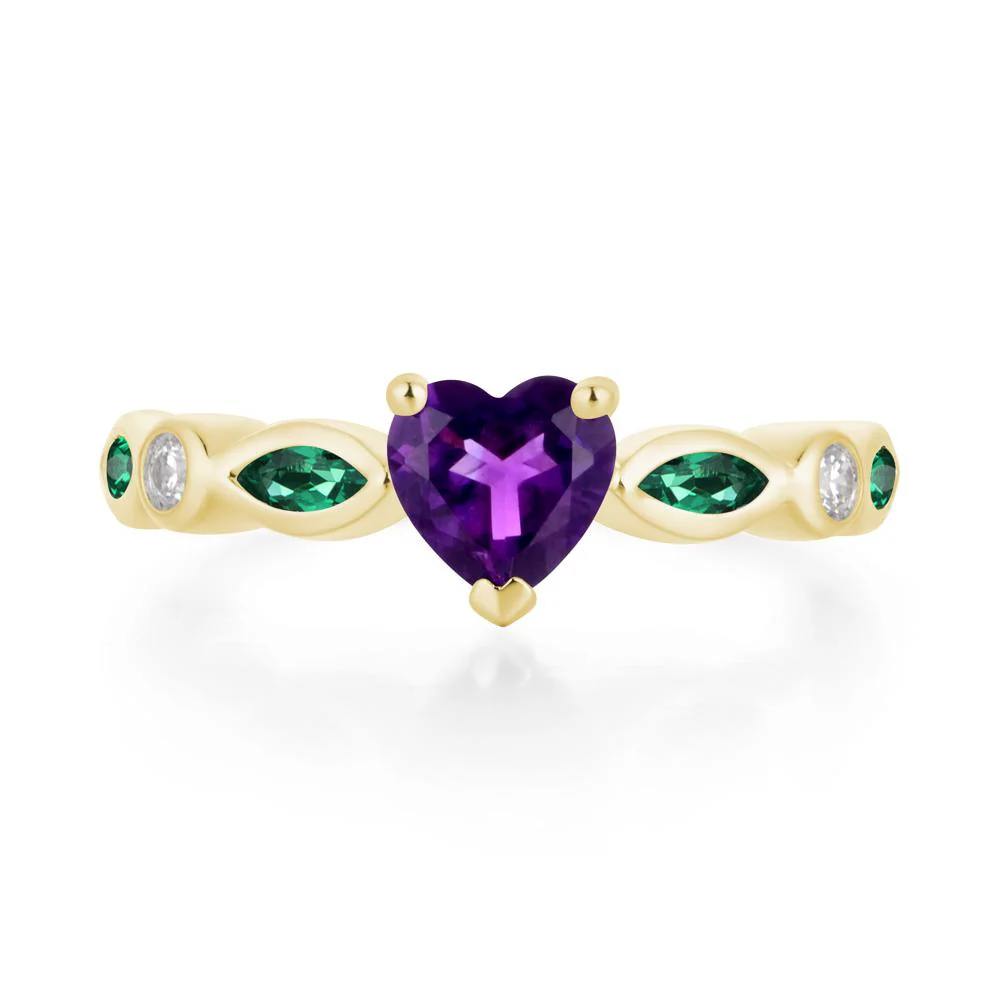 Heart Amethyst and Emerald Ring - Image 8