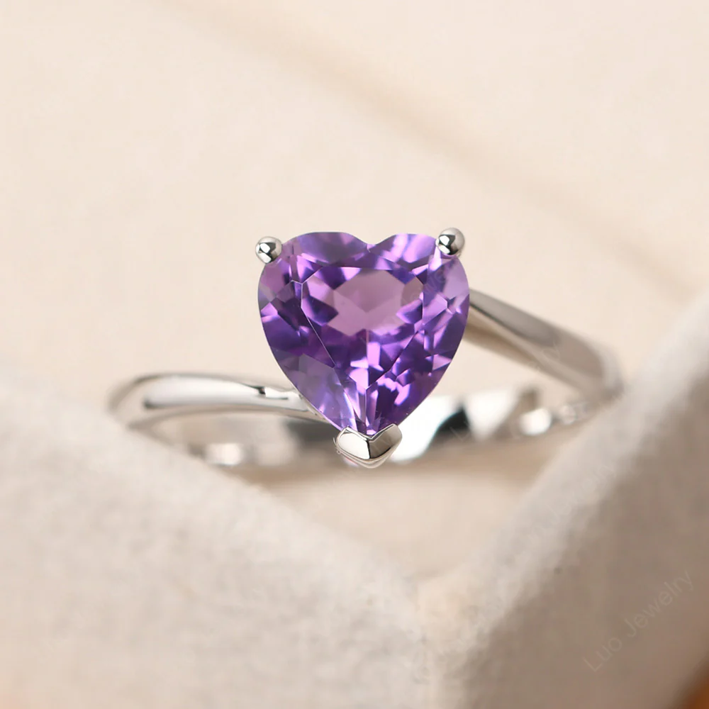 Amethyst Heart Bypass Ring