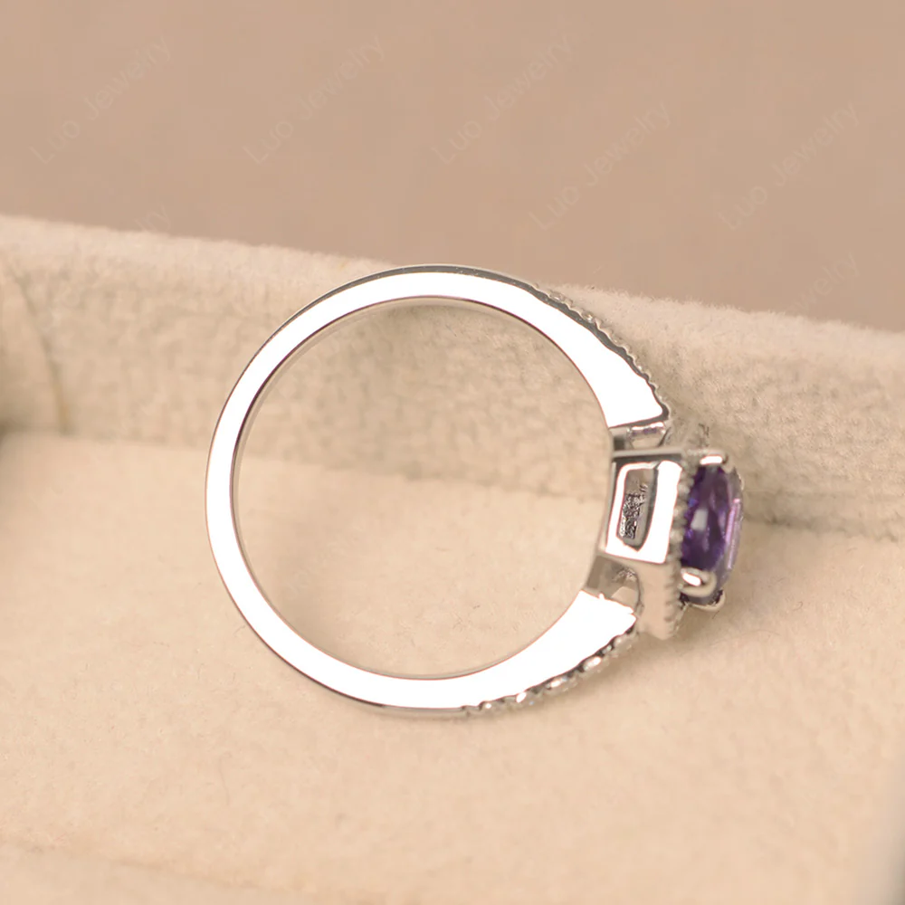 Amethyst Hexagon Halo Engagement Ring - Image 4