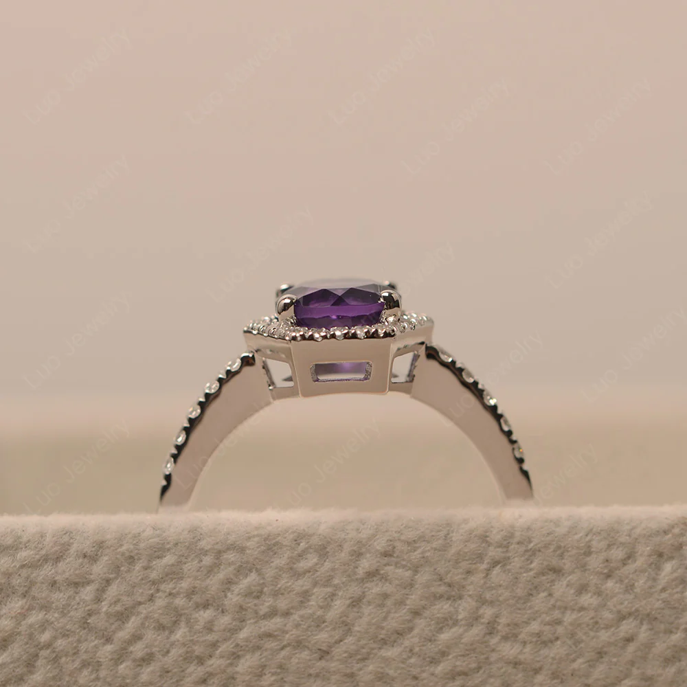 Amethyst Hexagon Halo Engagement Ring - Image 5