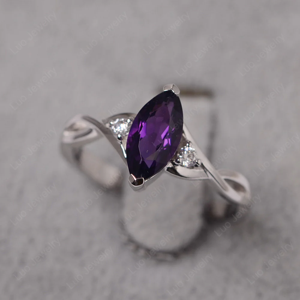 Amethyst Marquise Twist Engagement Ring
