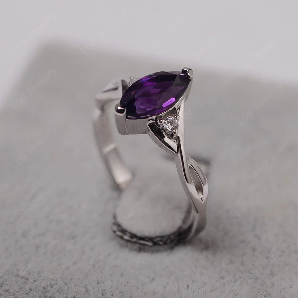 Amethyst Marquise Twist Engagement Ring - Image 2