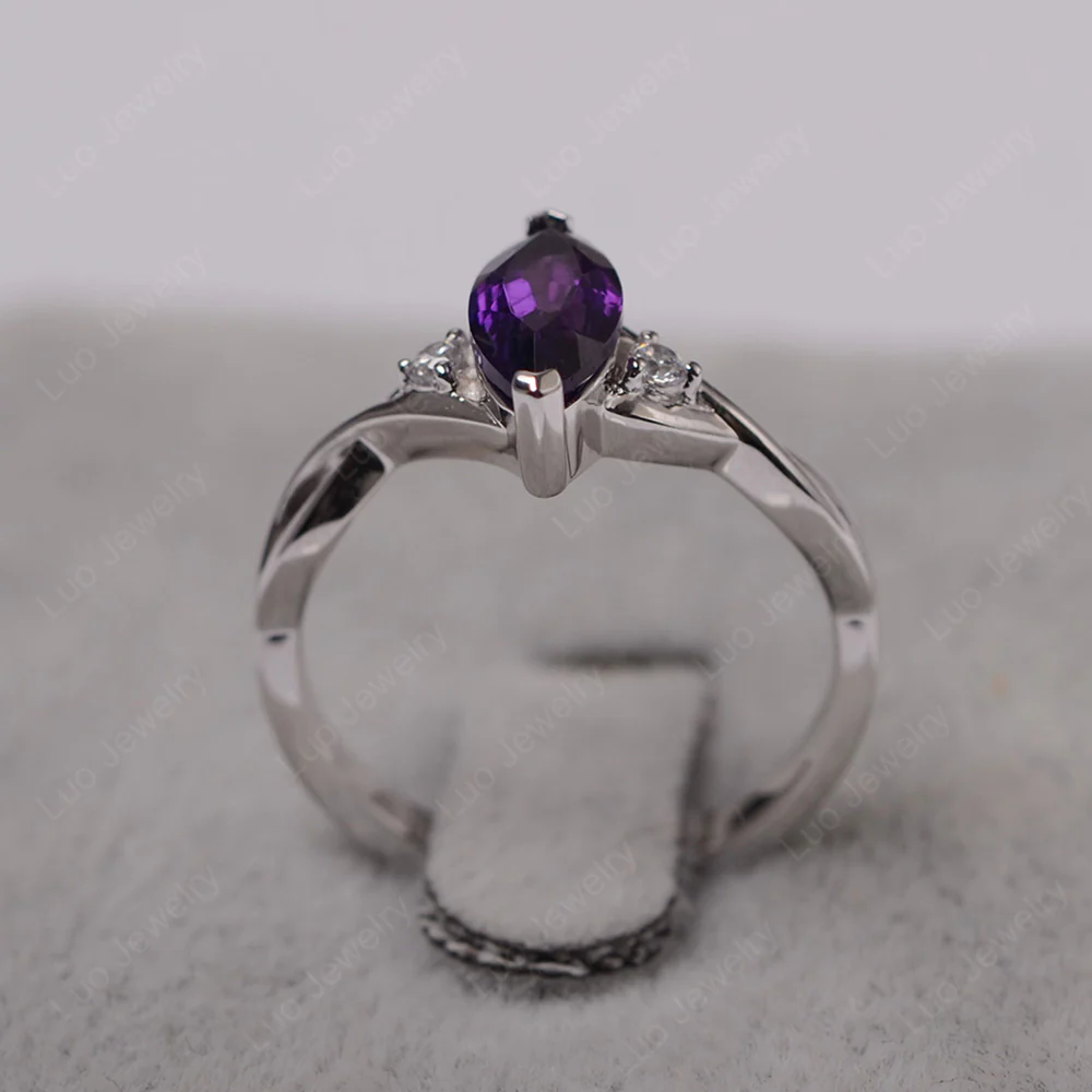 Amethyst Marquise Twist Engagement Ring - Image 3