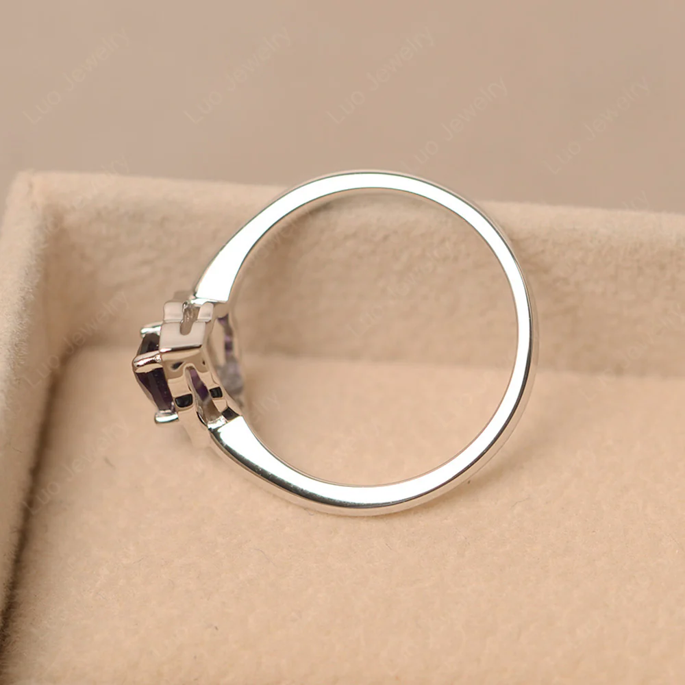 Marquise Cut Amethyst Halo Engagement Ring - Image 4