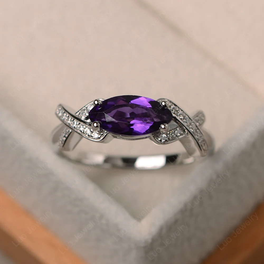 Amethyst East West Criss Cross Ring - Image 2