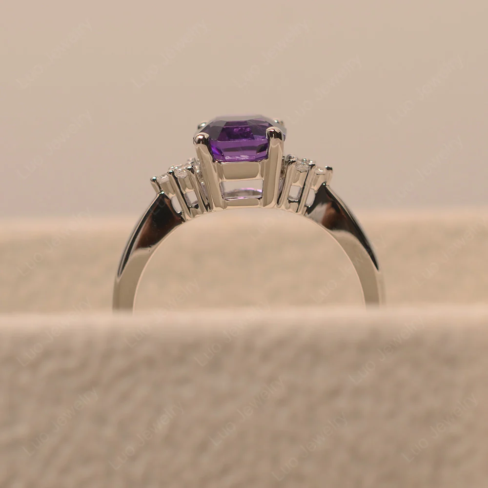 Octagon Cut Amethyst Engagement Ring - Image 4