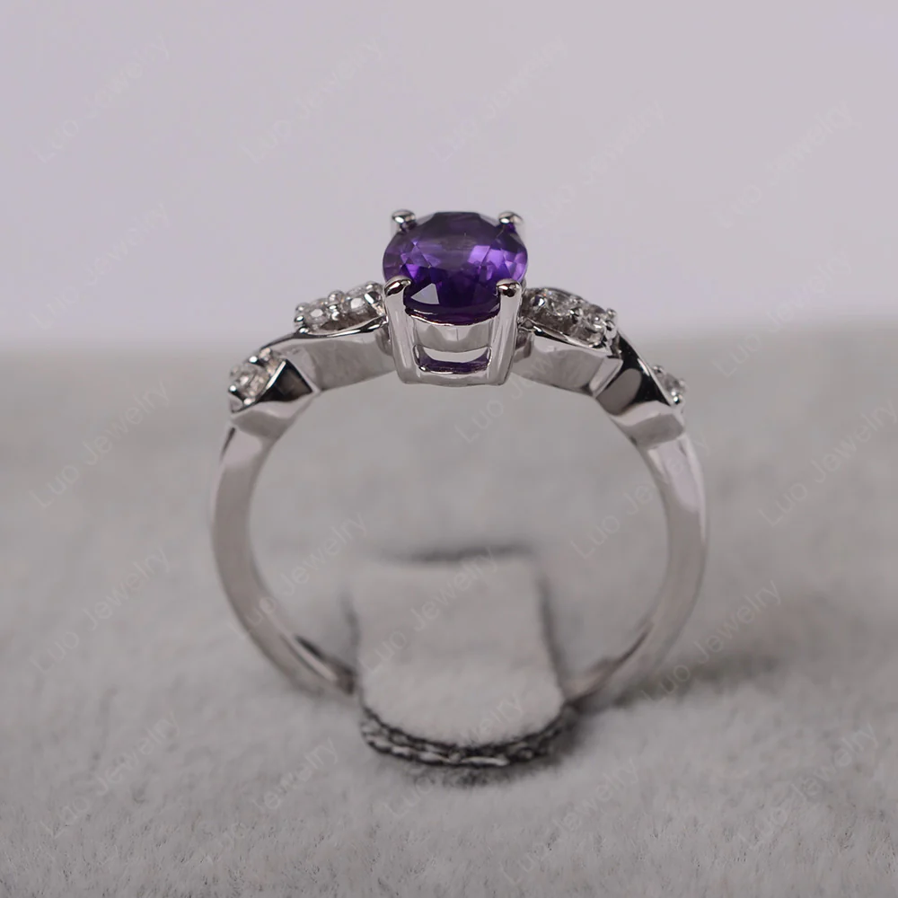 Oval Amethyst Infinity Engagement Ring - Image 3
